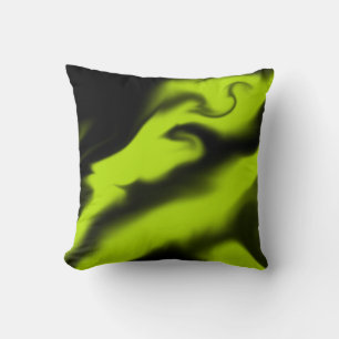 Abstract 3 in Black and Lime Green Cushion