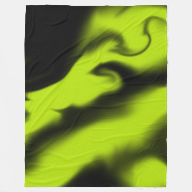 Abstract 3 in Black and Lime Green  Fleece Blanket (Front)