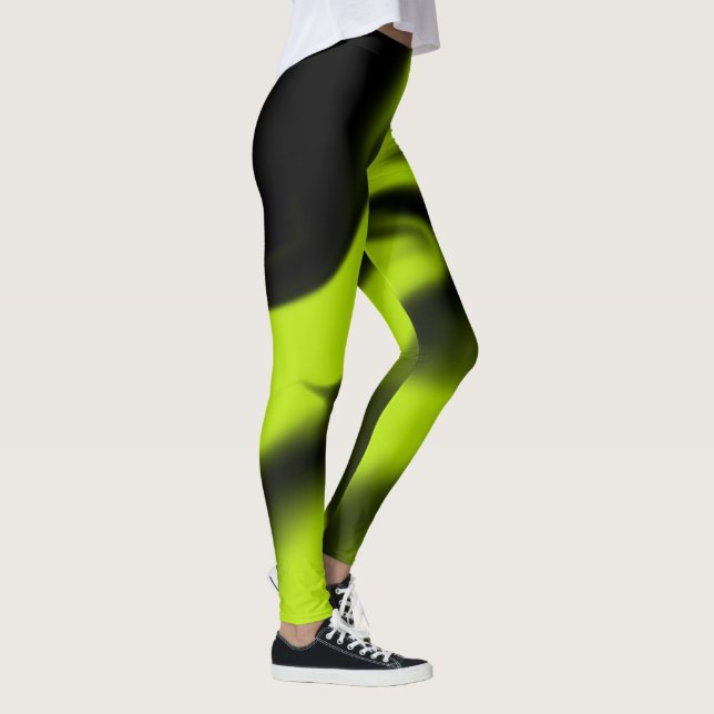 Abstract 3 in Black and Lime Green  Leggings (Right)
