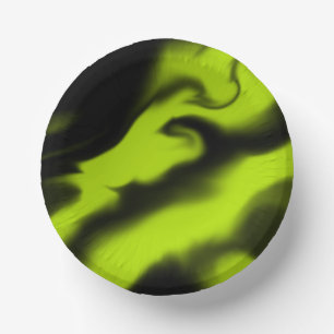 Abstract 3 in Black and Lime Green  Paper Plate
