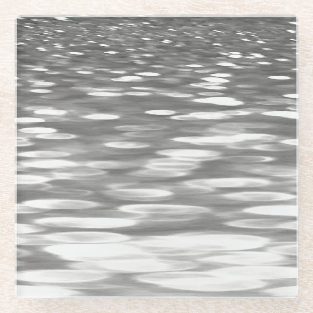 Abstract #3: Silver grey shimmer Glass Coaster (Front)