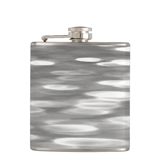 Abstract #3: Silver grey shimmer Hip Flask (Front)
