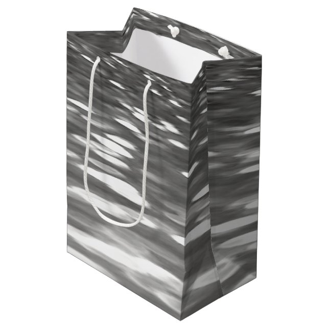 Abstract #3: Silver grey shimmer Medium Gift Bag (Front Angled)