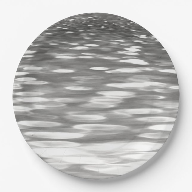 Abstract #3: Silver grey shimmer Paper Plate (Front)