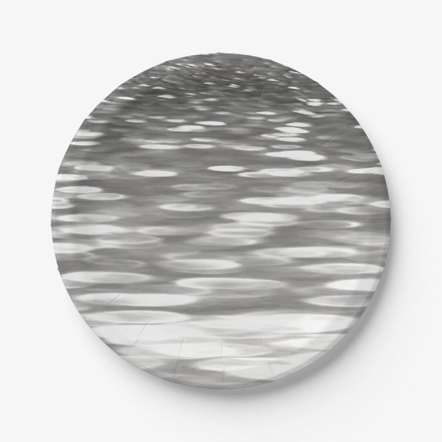 Abstract #3: Silver grey shimmer Paper Plate (Front)