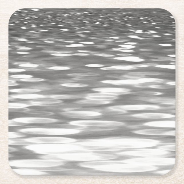 Abstract #3: Silver grey shimmer Square Paper Coaster (Front)