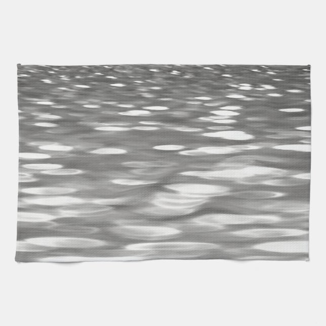 Abstract #3: Silver grey shimmer Tea Towel (Horizontal)