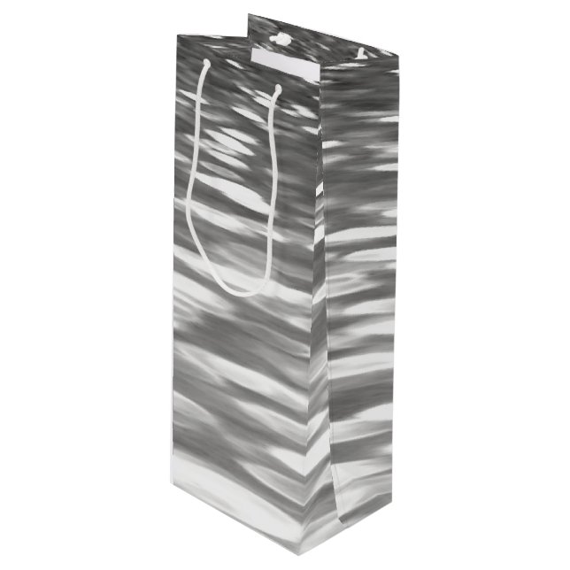 Abstract #3: Silver grey shimmer Wine Gift Bag (Front Angled)