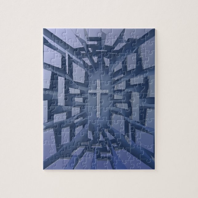 Abstract 3D Christian Cross Jigsaw Puzzle (Vertical)