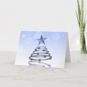 Abstract 3D Chrome Christmas Tree - Greeting Card