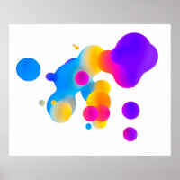 Abstract 3d colorful gradient drops liquid on whit