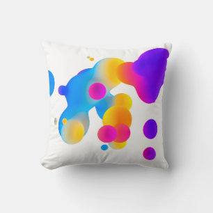 Abstract 3d colourful gradient drops liquid on whi cushion