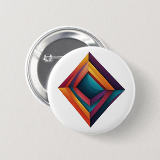Abstract 3D Geometric Diamond Gradient Art 6 Cm Round Badge