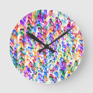 Abstract 3d Leafs Murals Wallpaper Round Clock