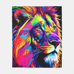 Abstract 3d Lion Portrait Digital Art Fleece Blanket