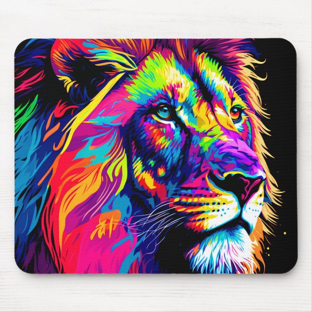 Abstract 3d Lion Portrait Digital Art Mouse Mat (Front)