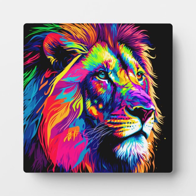Abstract 3d Lion Portrait Digital Art Plaque (Front)