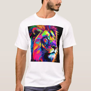 Abstract 3d Lion Portrait Digital Art T-Shirt