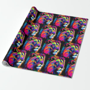 Abstract 3d Lion Portrait Digital Art Wrapping Paper