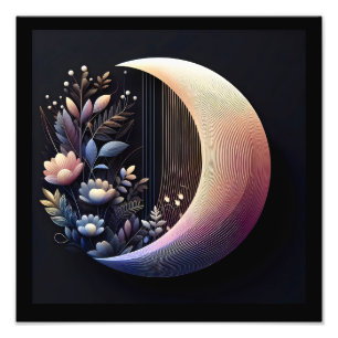 Abstract 3D Shape Half Moon Flowers Pastel Colors Photo Print