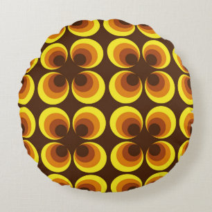 Abstract. 60s colourful seamless pattern, retro st round cushion