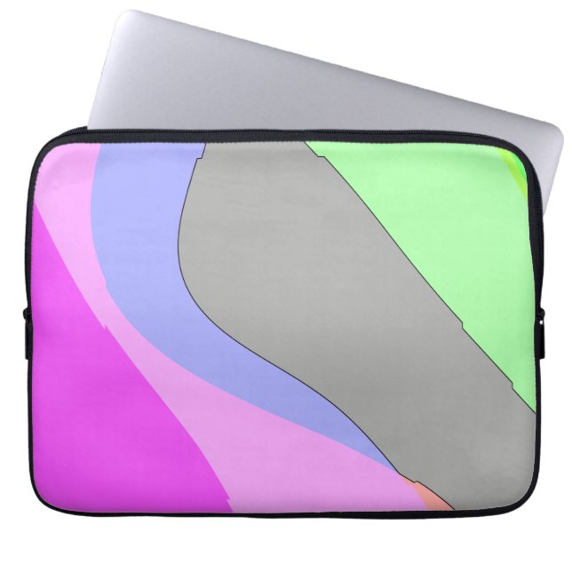 Abstract 703 - Retro Groovy Pink And Green Laptop Sleeve (Front)