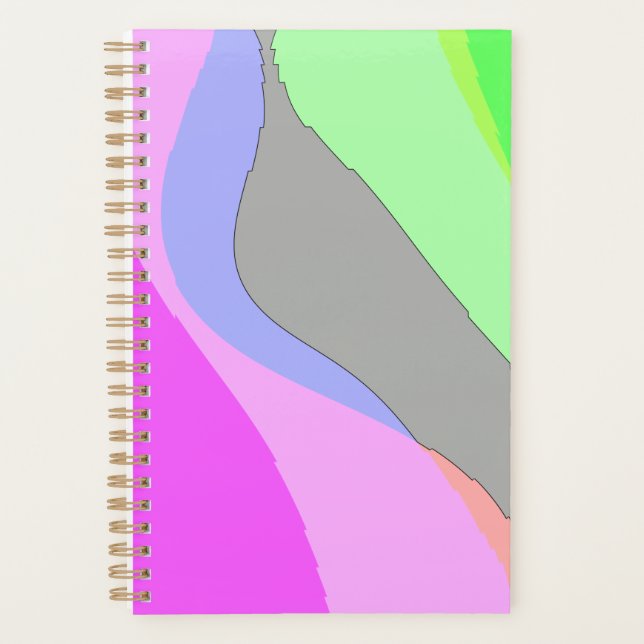 Abstract 703 - Retro Groovy Pink And Green Planner (Front)
