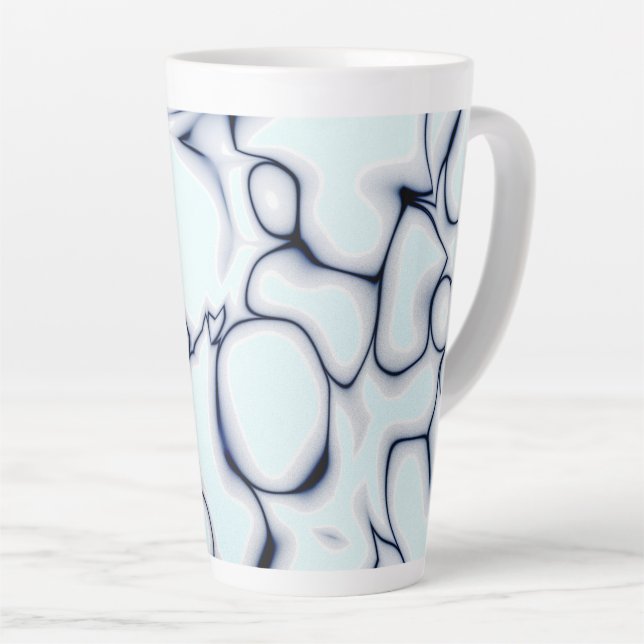Abstract 7 Baby Pink Subtle Blue with Black Accent Latte Mug (Right Angle)