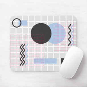 Abstract 80s Memphis Geometry Grid Mouse Pad