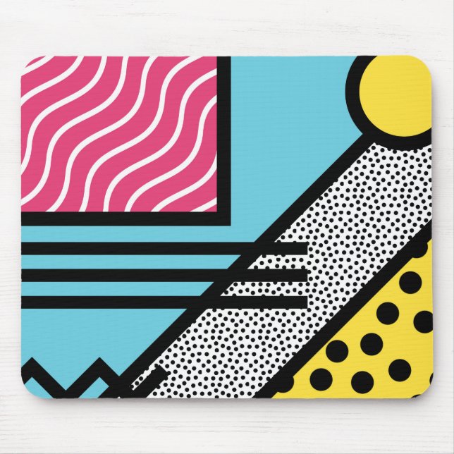 Abstract 80s memphis pop art style graphics mouse mat (Front)