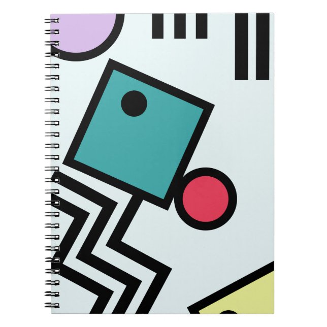 Abstract 80s memphis pop art style graphics notebook (Front)