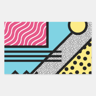 Abstract 80s memphis pop art style graphics rectangular sticker