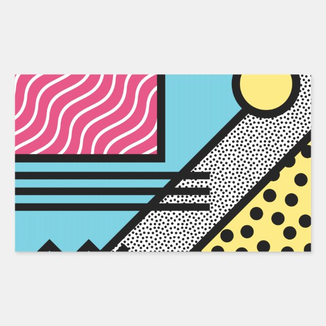 Abstract 80s memphis pop art style graphics rectangular sticker (Front)