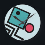 Abstract 80s memphis pop art style graphics round clock<br><div class="desc">Abstract colourful 80s memphis pop art style graphics illustration</div>