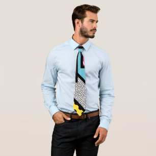 Abstract 80s memphis pop art style graphics tie