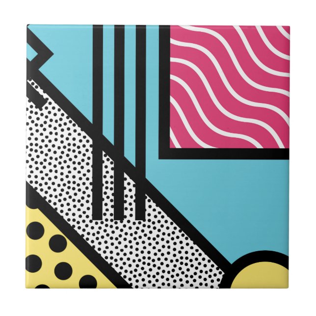 Abstract 80s memphis pop art style graphics tile (Front)