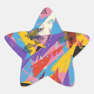 Abstract 80s pattern star sticker