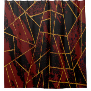 Abstract #940 Red Shower Curtain