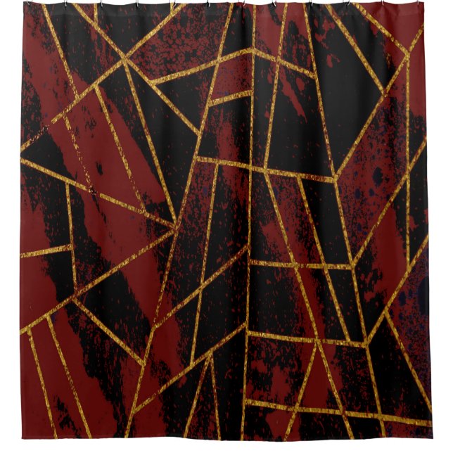 Abstract #940 Red Shower Curtain (Front)