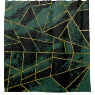 Abstract #941 Green Shower Curtain