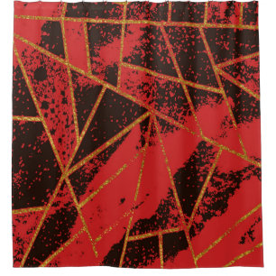 Abstract #942 Red Shower Curtain