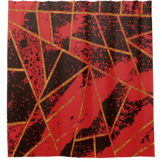 Abstract #942 Red Shower Curtain (Front)
