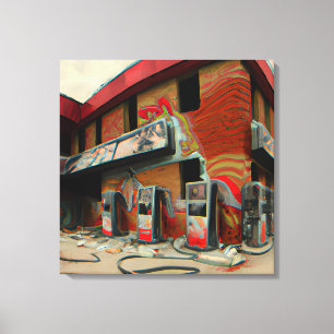 Abstract Abandoned Gas Station Ai Art Canvas Print