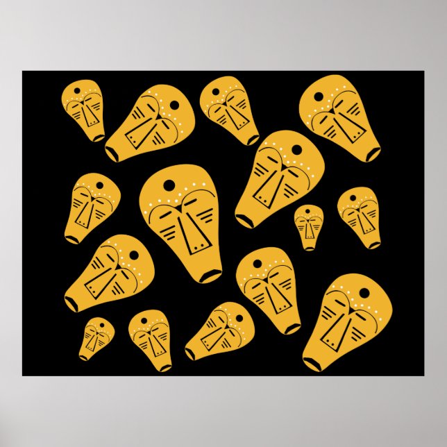 Abstract Aboriginal tribal tattoo mask  Poster (Front)