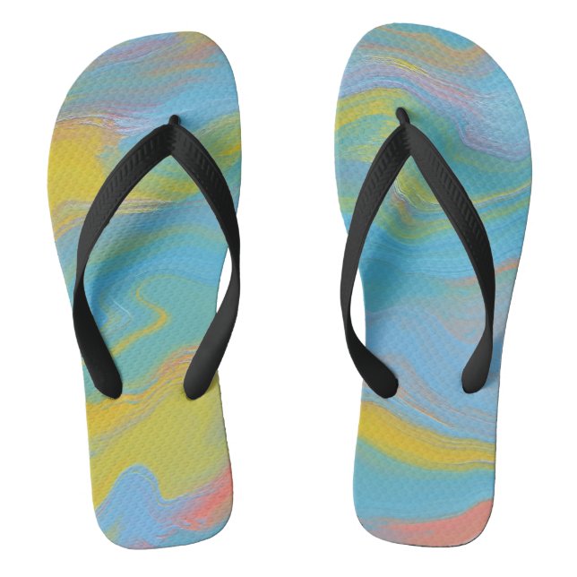 Abstract Acrylic Flow - Summer Breezes Flip Flops (Footbed)