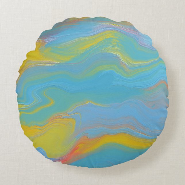 Abstract Acrylic Flow - Summer Breezes Round Cushion (Front)