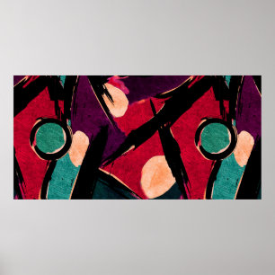 Abstract acrylic modern painting fragment. Colorfu Poster