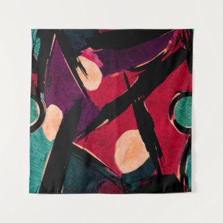 Abstract acrylic modern painting fragment. Colorfu Tapestry