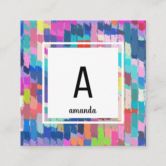 Abstract Acrylic Paint Brush Strokes Template Square Business Card (Front)