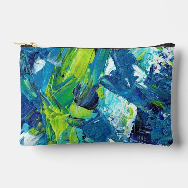Abstract Acrylic Paint in Blue Accessory Pouch (Front)